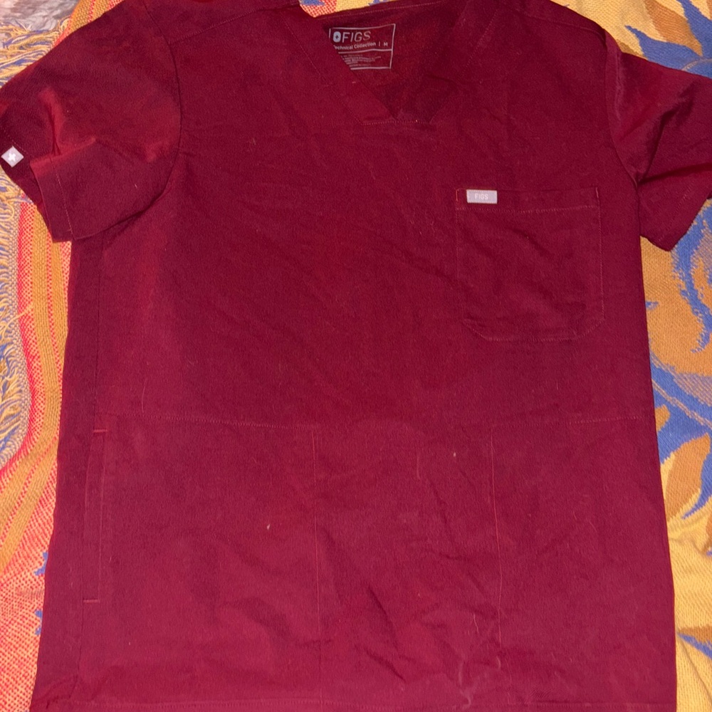 Figs Men's Deep Red Scrub tee